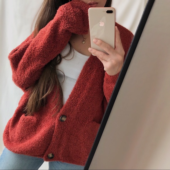 Sale The Cozy Chenille Cardigan In Rust 